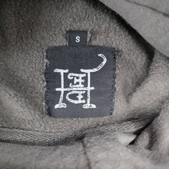 Vintage Ed Hardy Hoodie Love Kill Slowly Skull Tattoo Y2K Gray Size S Small - Picture 8 of 8